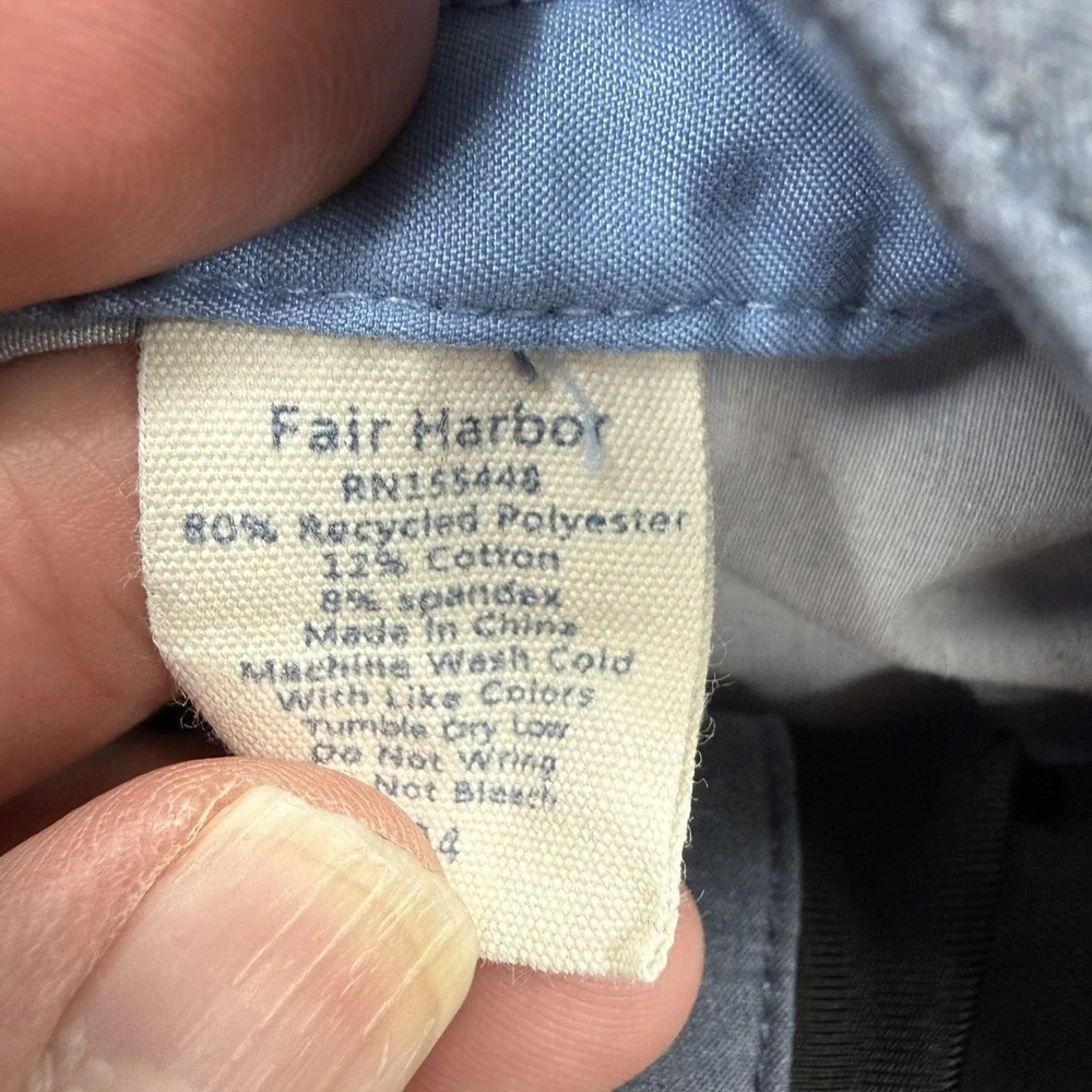 Fair Harbor Swim Shorts Mens 34 Gray Stripe Trunks UnLined Stretch Quick Dry.